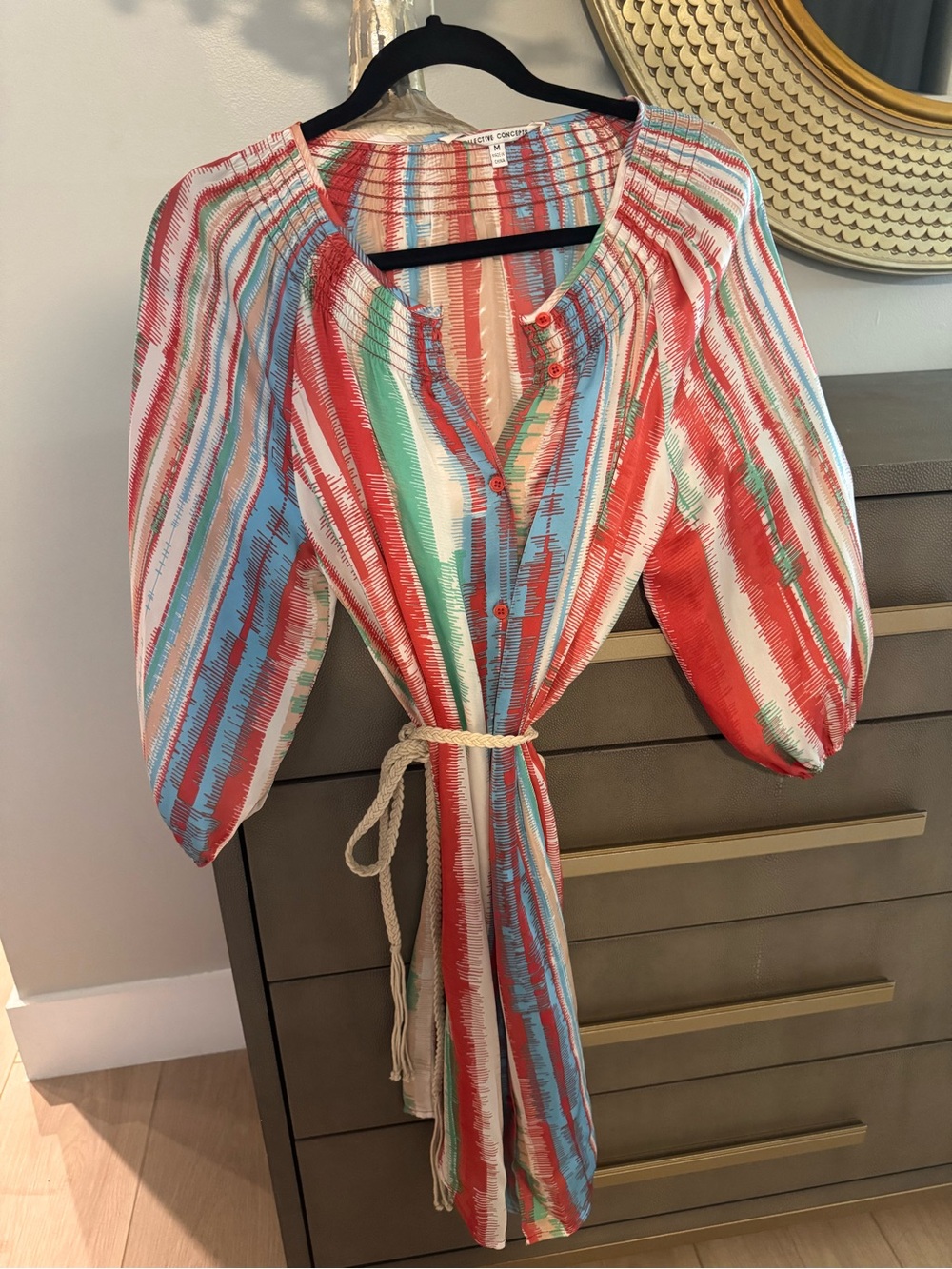 Collective Concepts Multicolor Striped Peasant Dress